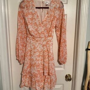 Japna Coral Floral Long Sleeve Dress